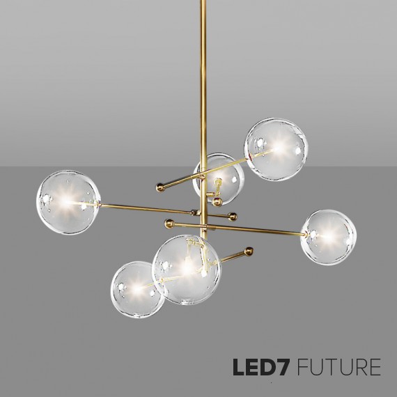 Loft Industry Modern - Glass Globe Mobile 6 Arm